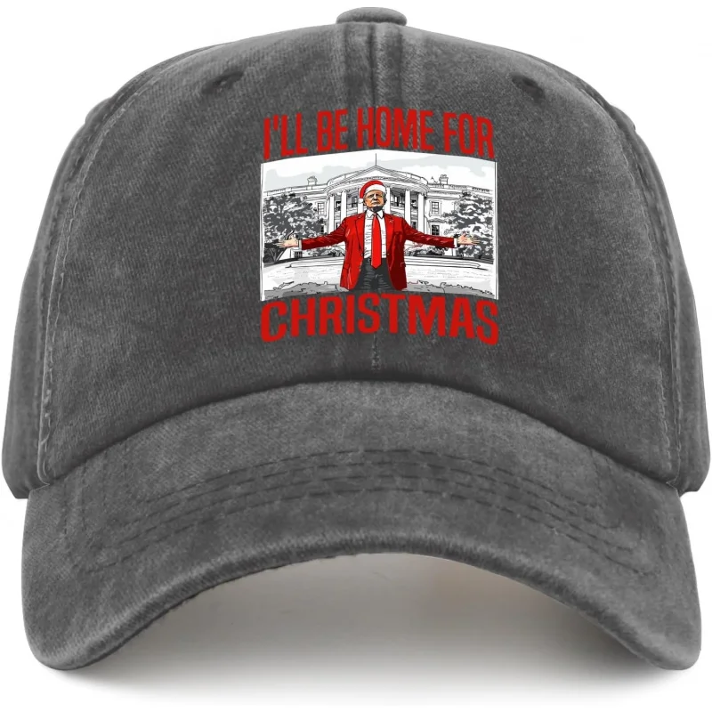 Trump I'll Be Home for Christmas Hats for Mens Baseball Cap Stylish Washed Hiking Hat Fitted