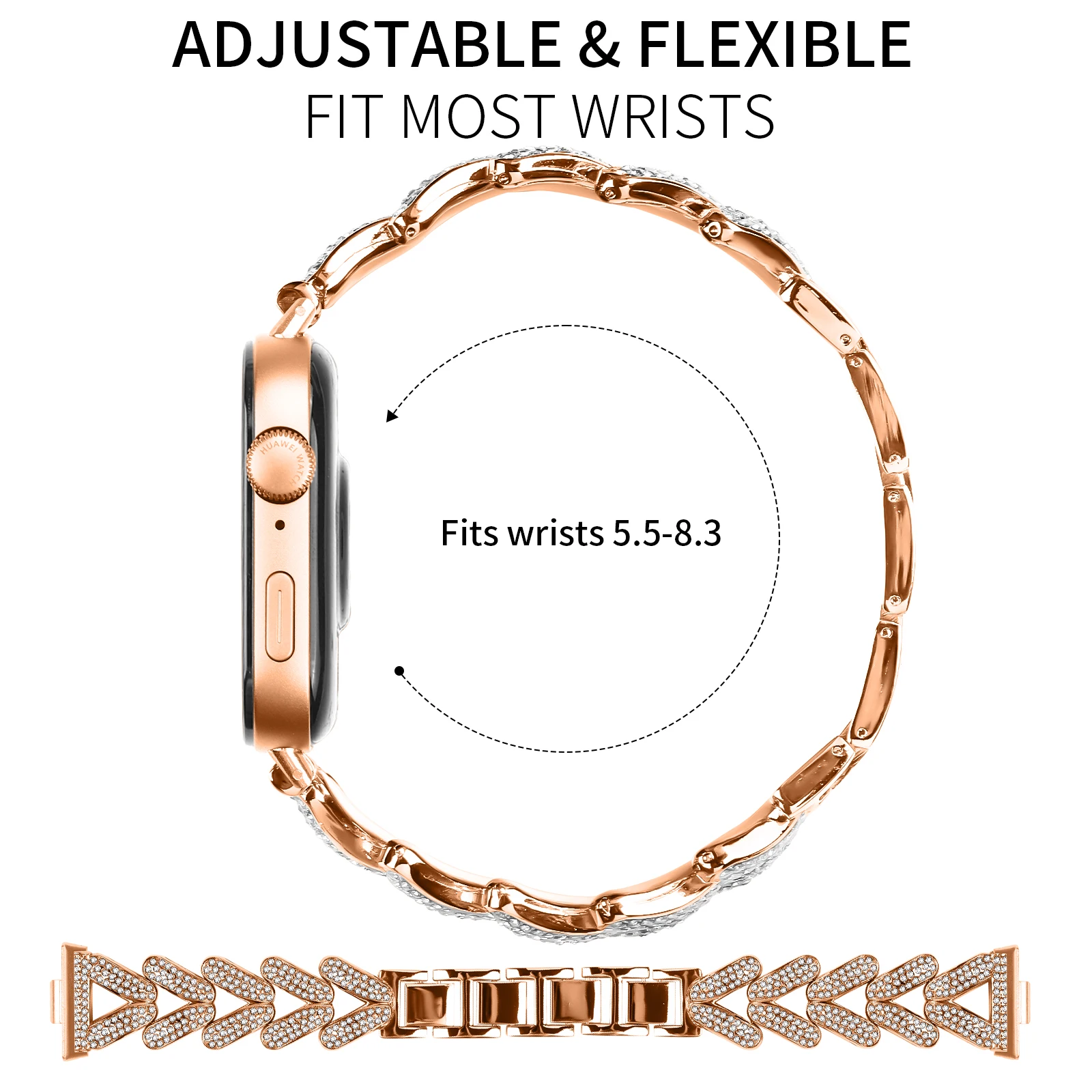 Stainless Steel band for Huawei Watch Fit 3 Strap V-Shape Women Men Diamond Metal Bracelet band for Huawei fit 3 Smart Watch