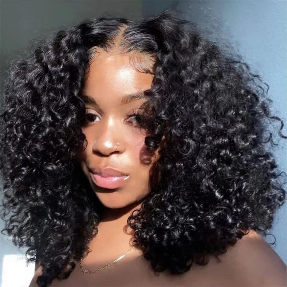 

Short Curly Bob Wigs 13x4 Lace Front Wig For Women 200% Deep Wave 4x4 Lace Frontal Wig Brazilian Remy 100% Human Hair 14 16 Inch