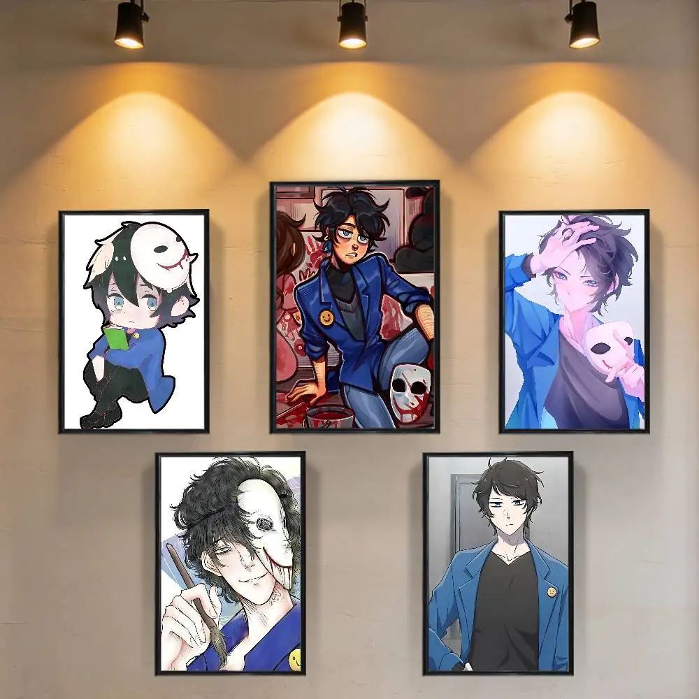 

Masked Clown Bloody Painter Poster Prints Wall Art Picture Painting Gift Living Room Restaurant Bar Large Dec Sticker