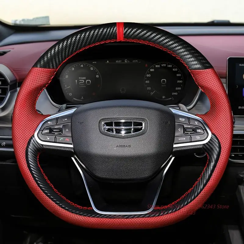 For Geely Emgrand GS GL Xingyue Boyue Xingyue Jiaji Binrui Binyue Hand Sewn Steering Wheel Cover Wrap Car Interior Accessories