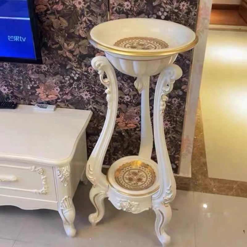 Luxury Classic European Flower Stand, Ornate Trimmed Plant Shelf,Balcony Planter Rack, Vintage Style Multi-Level Display Holder