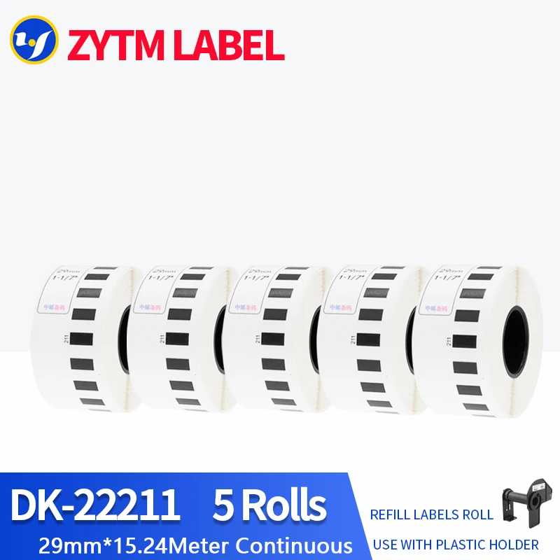 5 Rolls Brother Compatible DK-11201/DK-11204/DK-11208/DK-11215/DK-11218/DK-11219/DK-11221/DK-22210/DK-22211/DK-22214 Label
