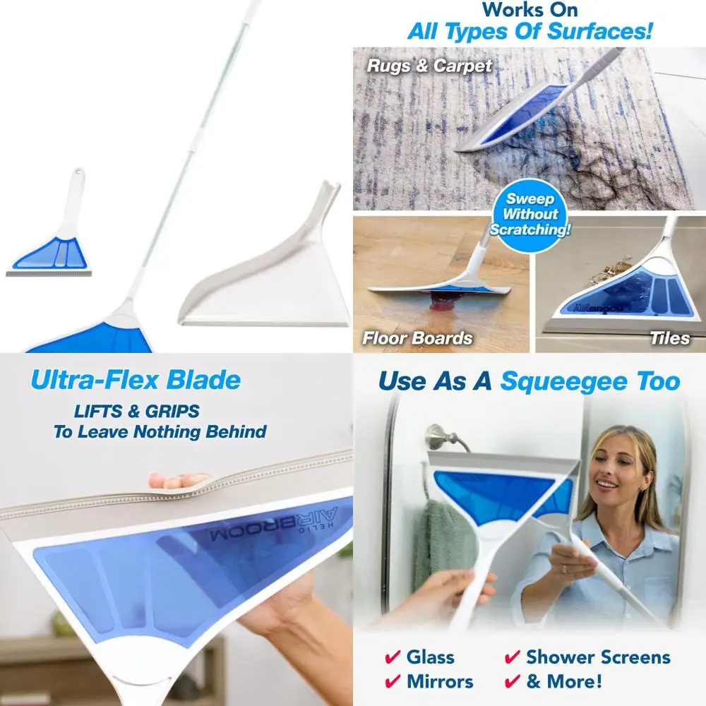 

Multi-Surface Sweeper & Squeegee for Dry & Wet Cleaning: Floors, Pet Hair, Windows, and More
