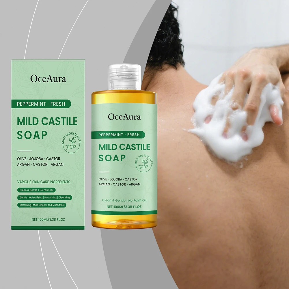 100ml Castiles Soaps Unscented,Refreshing Moisturizing Body Wash For Dry Skin,Sulfate Free Moisturizing Daily Body Cleanser