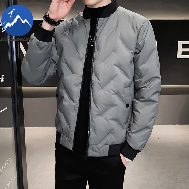 Maxbarley Winter Lightweight Baseball Jacket Men 2025 Brand Thick Down Cotton Padding Jacket Luxury Solid Color Warm Padded Coat