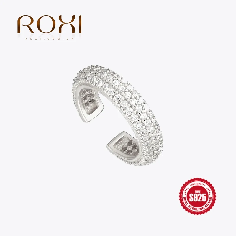 ROGHTS-Boucles d\'oreilles clip en argent regardé 925 pour femmes et filles, manchette d\'oreille en forme de C, pas de piercing, 3 rangées sur
