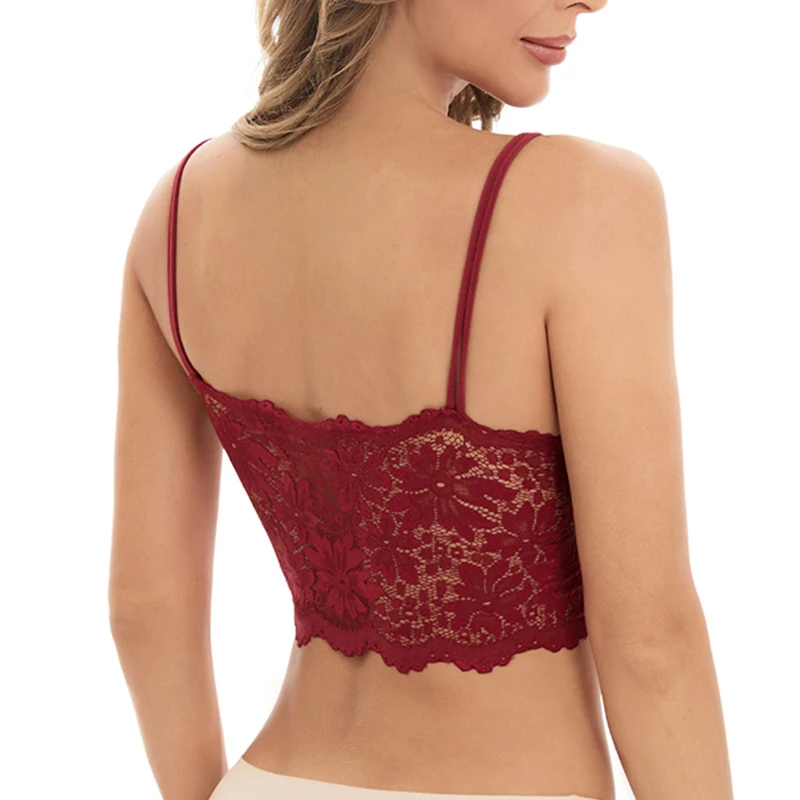 Soutien-gorge en dentelle pour femmes, haut confortable, couleur unie, sous-vêtements Sexy, gilet femme, Lingerie sans fil, soutien-gorge sans