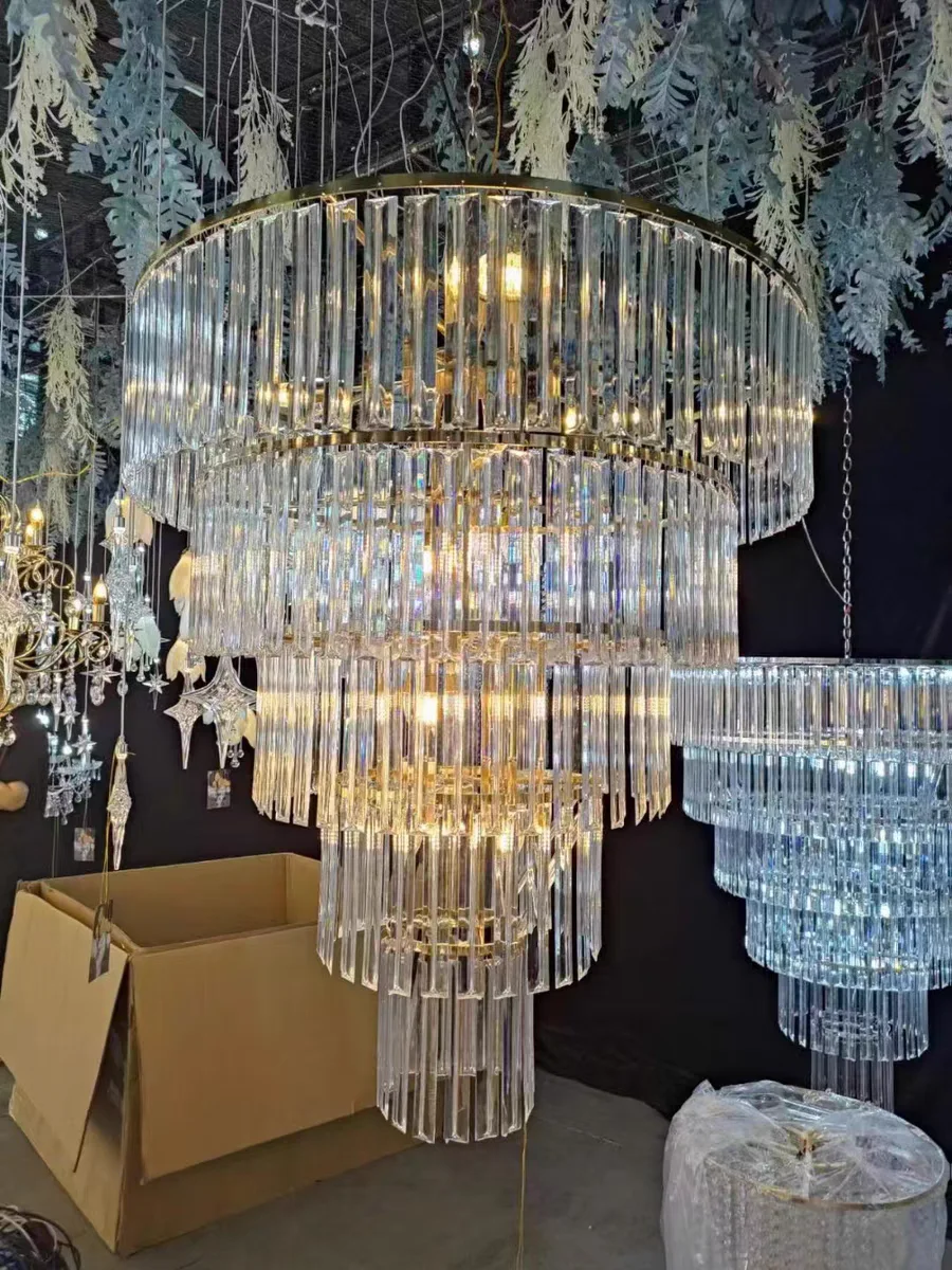 

2-pack wedding hall stage ceiling decoration light acrylic chandelier wedding props multi-layer acrylic light ice bar pendant