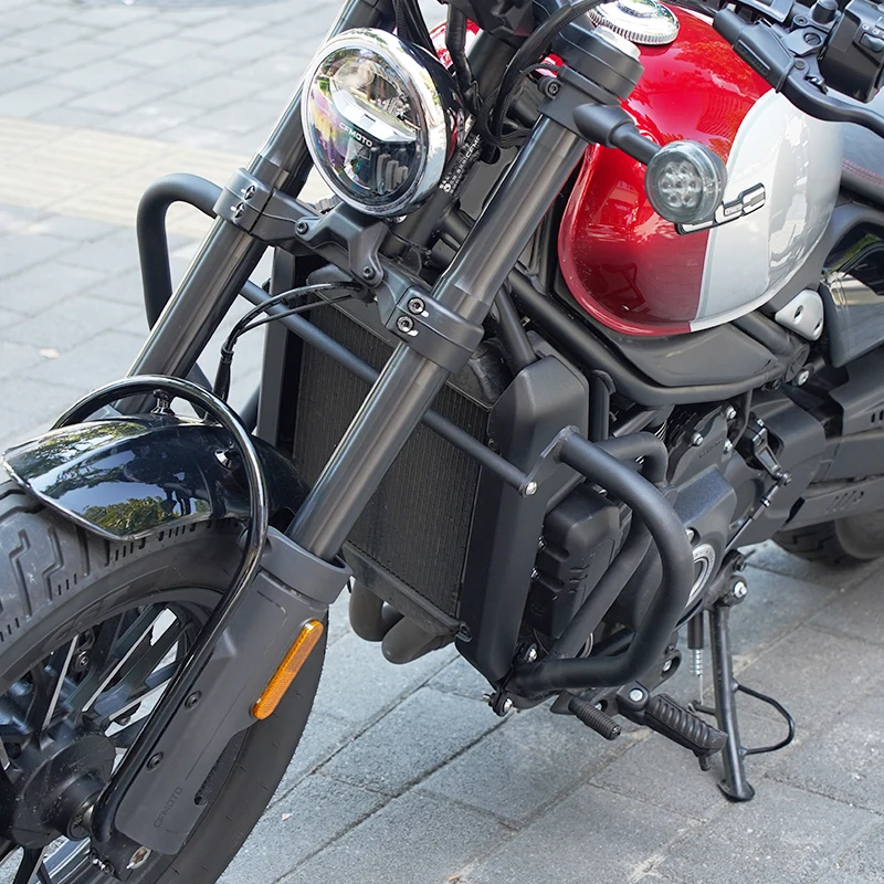 

FOR CFMOTO 450CL-C Neo Retro Cruiser Engine Guard Backrest Sissy Bar Footpeg Pedal Shift Lever Leather Travel Bag Parts