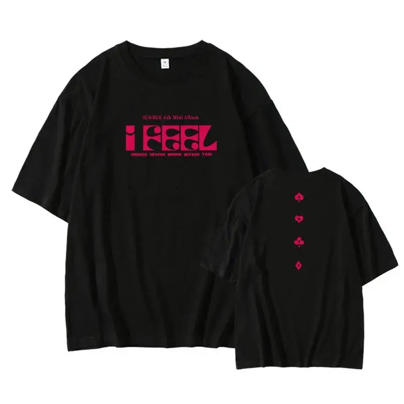 KPOP (G)I-DLE GIDLE I Feel Album T Shirt Women  Korean Fashion 100% Cotton Short Sleeve Funny Tshirt Graphic Tees Streetwear