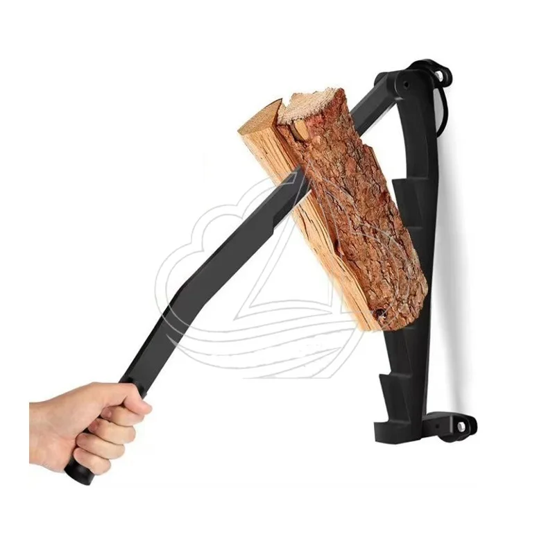 Wall Mounted Kindling Splitter with Labor-saving Handle Manual Firewood Log Splitter view 3