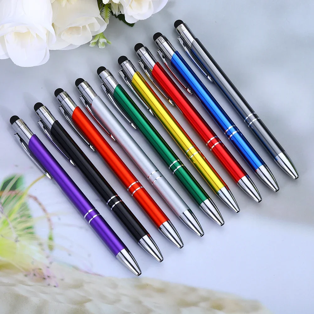 Stylo à bille multicolore en métal 2 en 1, bureau d'affaires, cadeau de fête d'anniversaire, école, papeterie, encre noire, 10 pièces