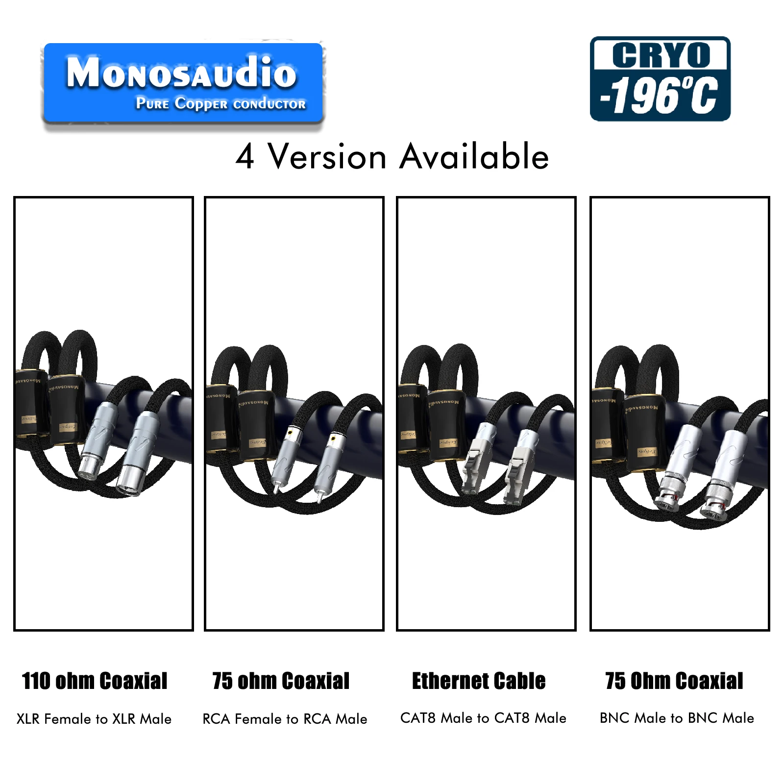 Monosaudio 6N Pure Silver Eclispe Coaxial cable digital wire Patchtek Cat8 Lan 40G RJ45 Ethernet Cable