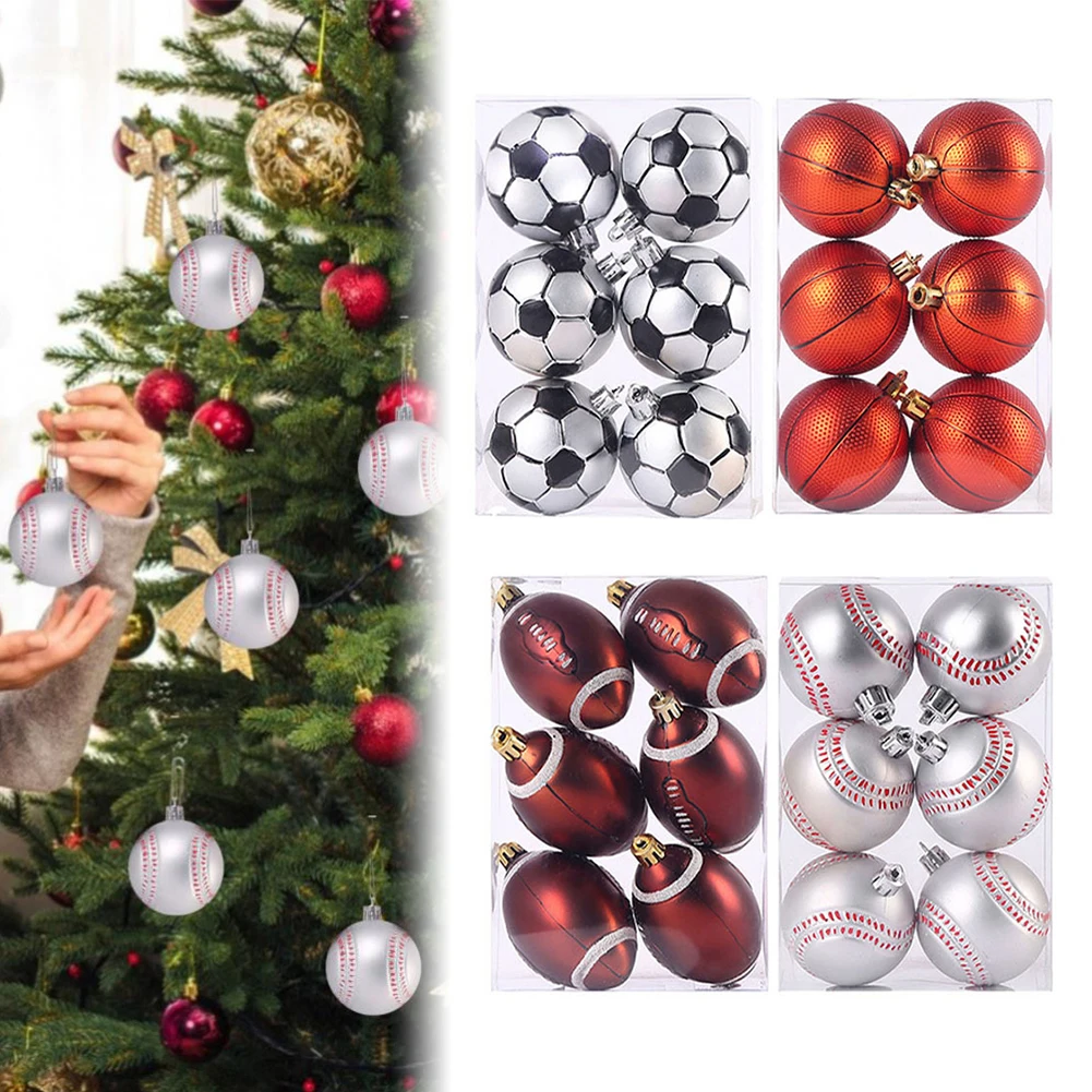 

Practical Christmas Tree Balls Basketball Baubles Home Party Decoration 6pcs/Set Innovative Real-Looking 6cm for Holiday Party