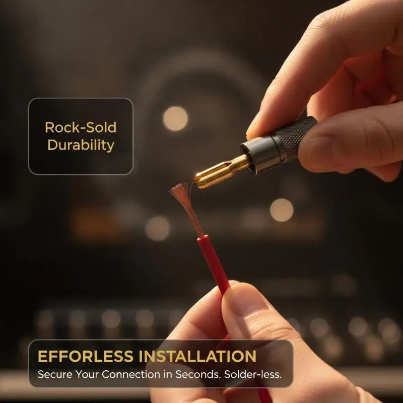 Gold Plated HiFi Banana Plug Connectors Premium OFC Material Speaker Terminal Adapters for High Performance Audio Systems