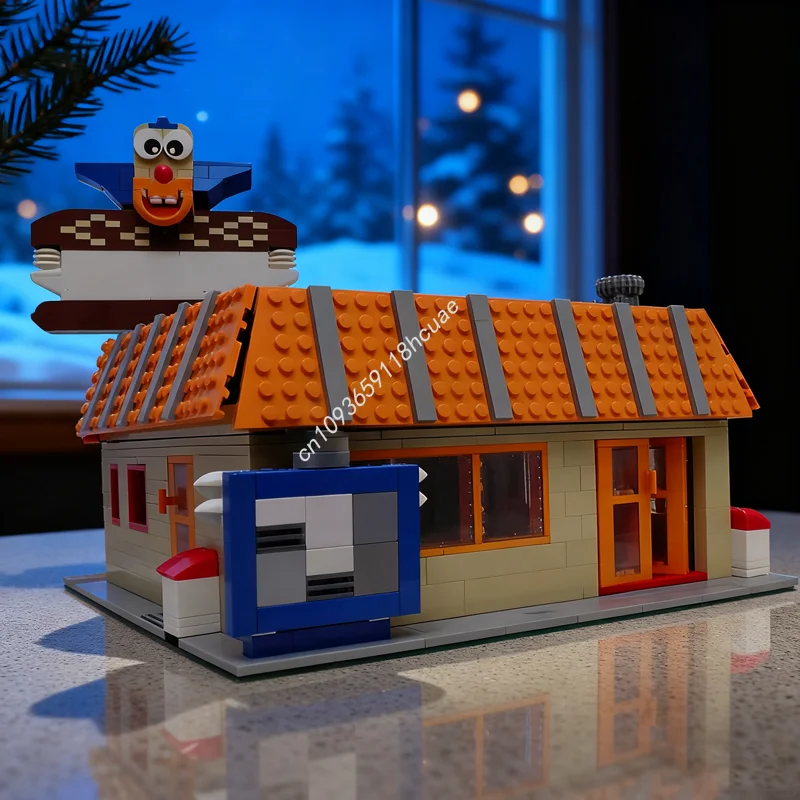 

1387pcs MOC Krusty Burger Towned Model Building Blocks Construction Christmas Gifts Creative Toy Education Brick Kids Birthday