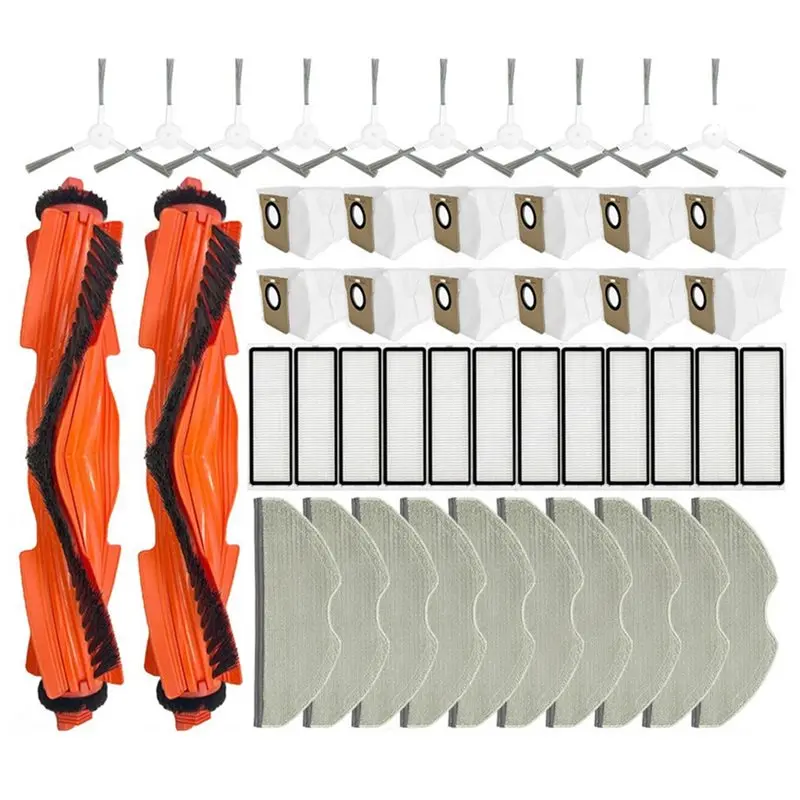 

Запасные части AC39 для робота-пылесоса Xiaomi H40 / OV51: основная и боковые щетки, HEPA-фильтр, салфетка для влажной уборки, мешок для сбора пыли.