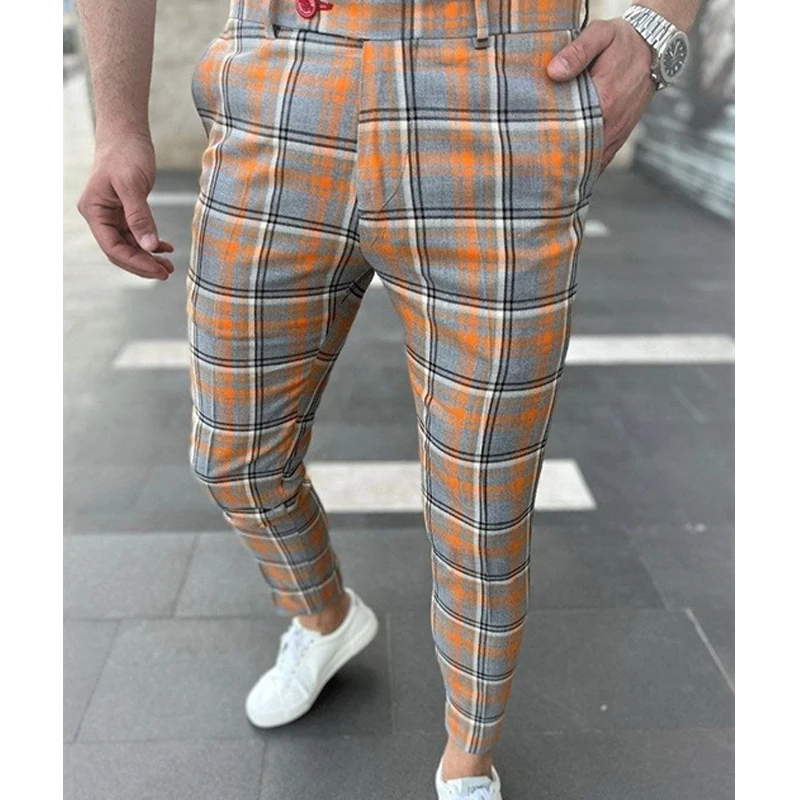 Pantalones rectos ajustados para hombre, pantalón largo informal con botones, ropa de calle Vintage, moda de primavera y verano
