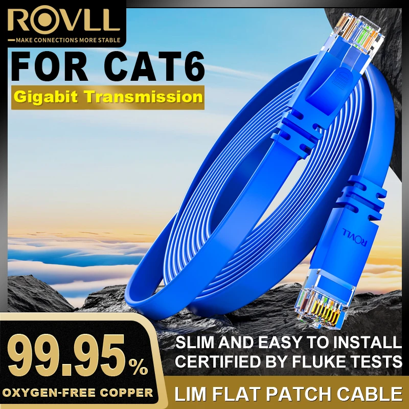 ROVLL Cat6 Ethernet-kabel RJ45 UTP Netwerk LAN-kabel Gigabit Hoge Snelheid 1000Mbps Internetkabel voor Router Laptop PC PS5 PS4 PS3