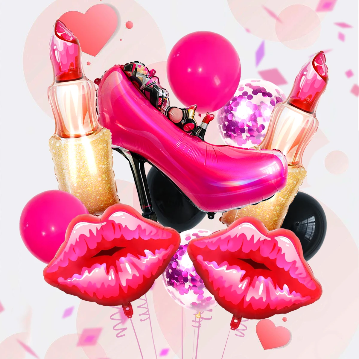 Lipstick lip-shaped aluminum foil balloon Valentine's Day girls party decorations birthday makeup party memorial decorations