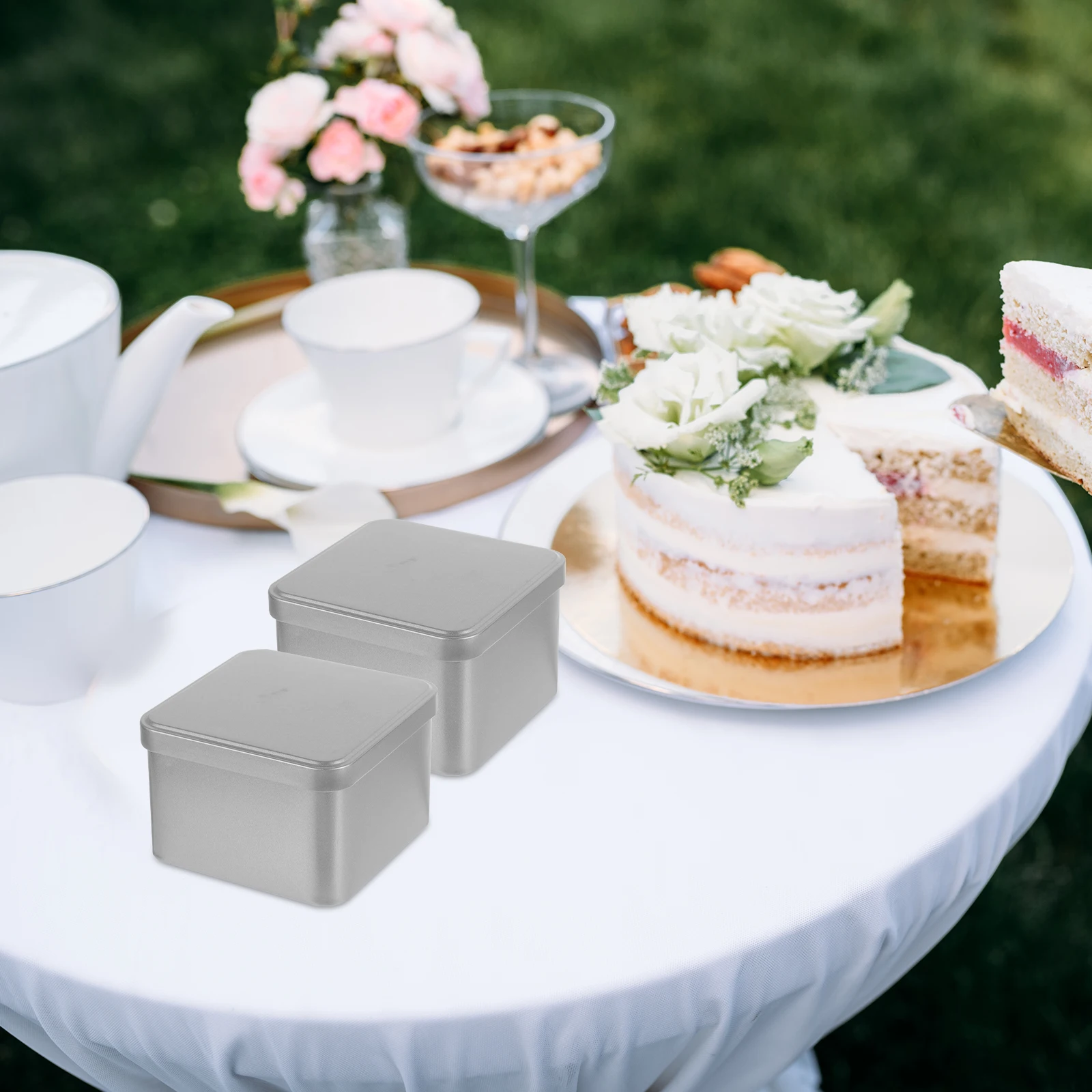 

1pcs Frosted Square Tea Box Silver Metal Container Airtight Storage Loose Leaf Organizer Cookie Tea Box Jar Canister