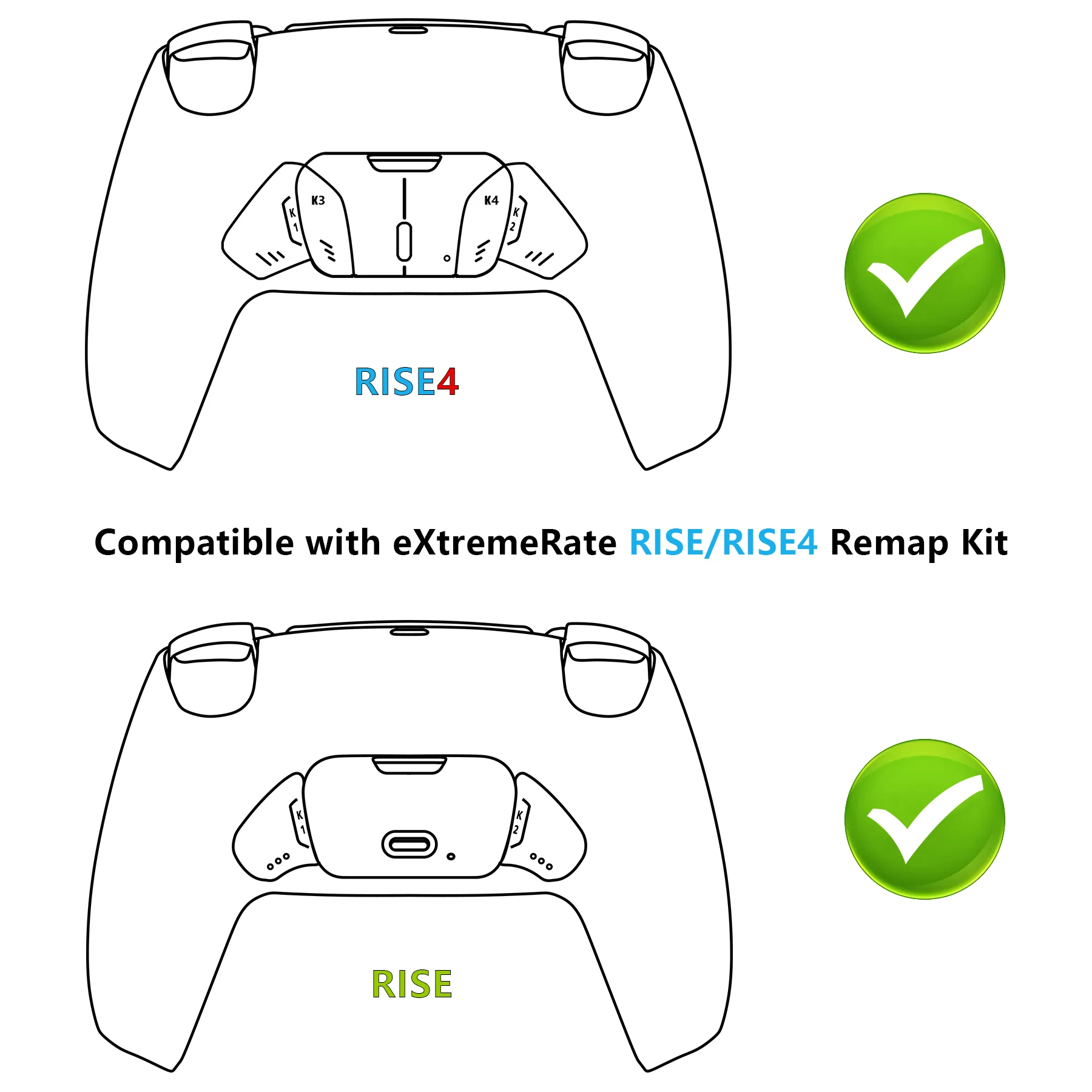 eXtremeRate Turn RISE & RISE4 to RISE4 RMB Kit Real Metal Buttons (RMB) Version Back Buttons Remap PCB Board for ps5 Controller