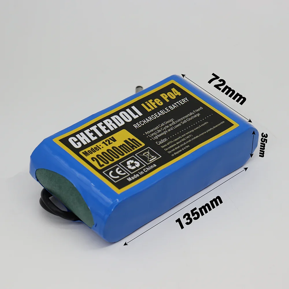 12V 32700 LiFePO4 20Ah Rechargeable Battery Pack Built-in 40A BMS for Emergency lighting/security and monitoring equipment