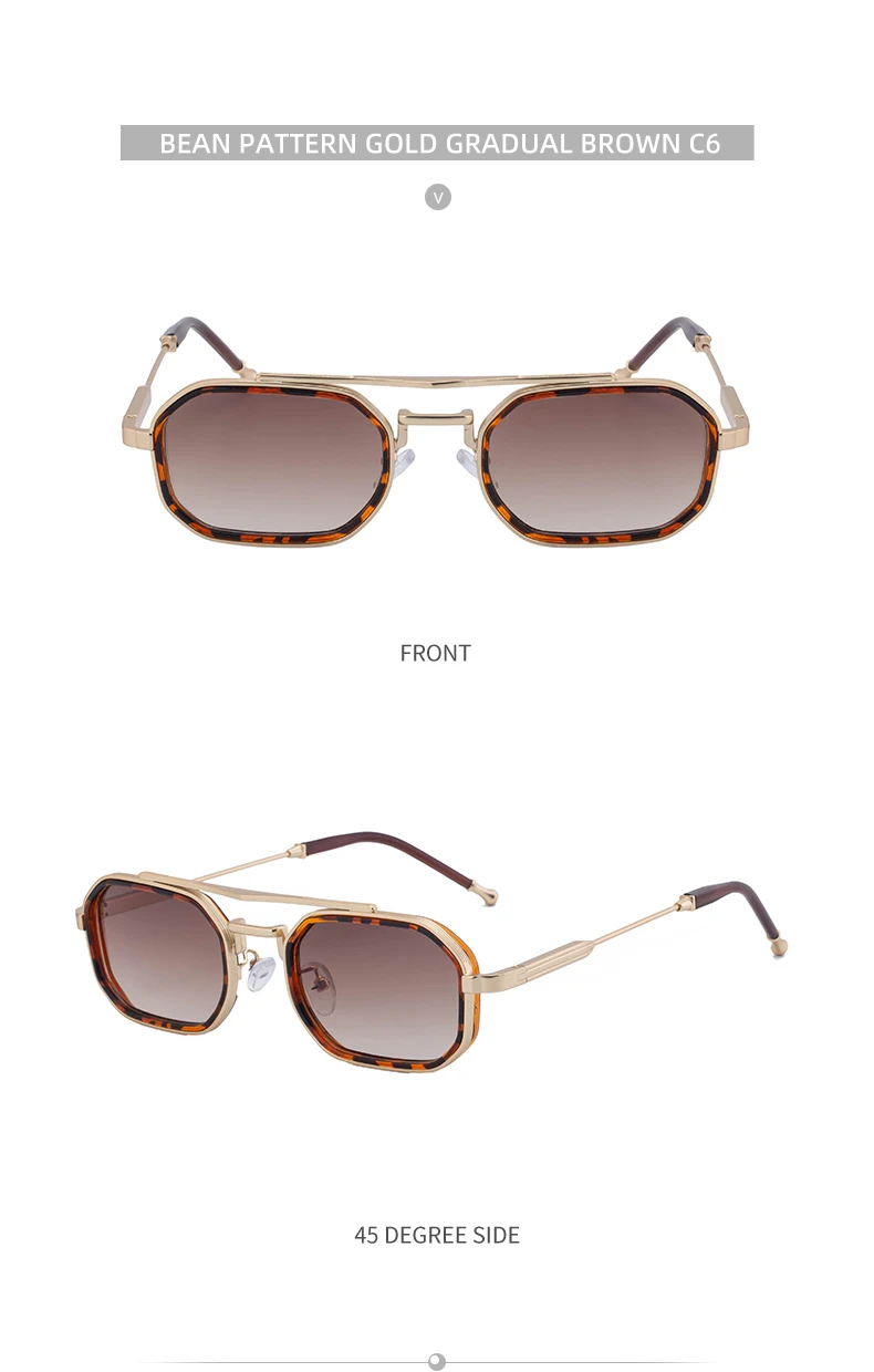 Steampunk Rechteckige Sonnenbrille für Herren 2026 Luxusmarke Retro Punk Sonnenbrillen für Männer Vintage Doppelbalken-Brillen UV400-Schutz – Detail 20