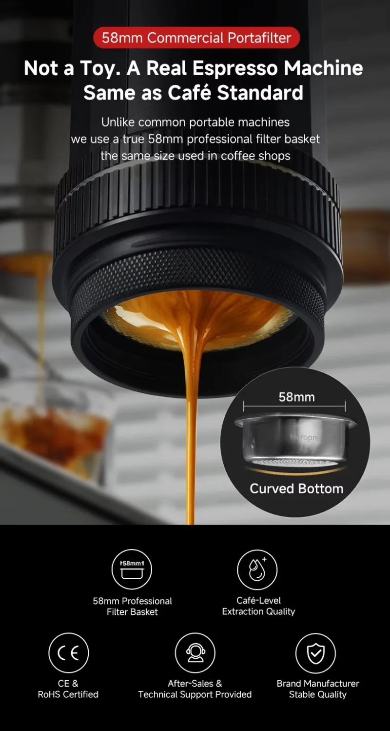 Pro Coffee Machine 20Bar 58mm Mini Portable Electric