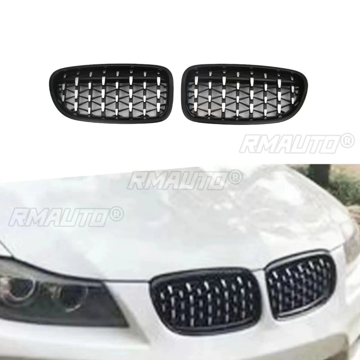 

Решетка бампера автомобиля, декоративные полоски, гоночная решетка, звездная серебряная решетка переднего бампера для BMW 3 серии E90 2008-2011, внешняя часть