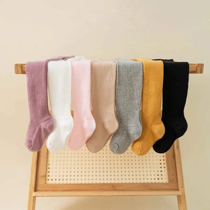 Cotton Colored Tights For Children Toddler Girls Boys White Black Knit Pantyhose Kids Socks Newborn Infant Baby Warm Stockings