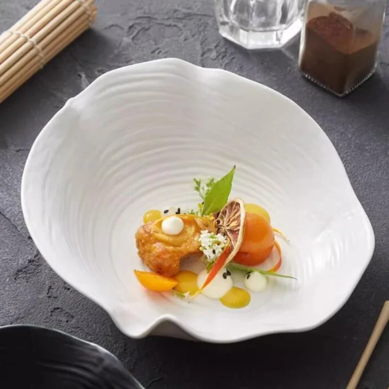 

Special-shaped Ceramic Tree-shaped Diagonal Salad Bowl Cold Dish Plate Yijing Western Food Snack Bowl Hotel Restaurant Tableware