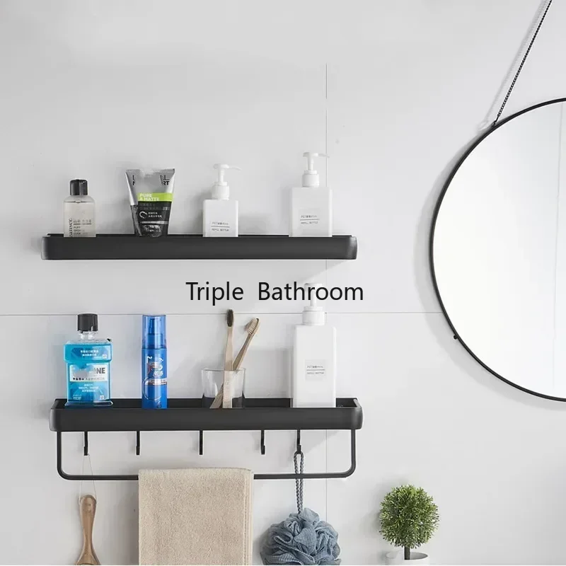1pc Toilet Washing Supplies Drainage Rack Perforated Wall Cosmetic Space Aluminum Storage Rack Bathroom Kitchen Storage Box