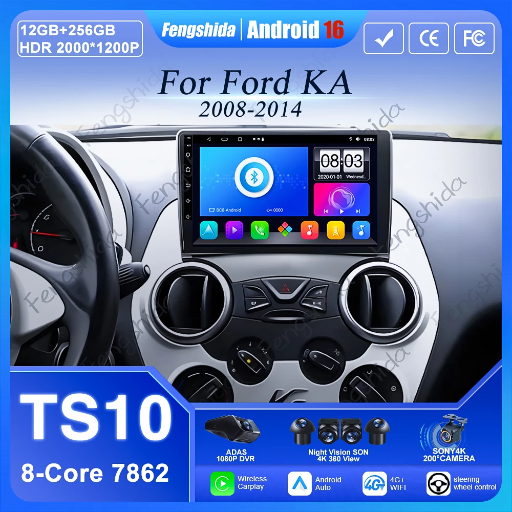 

Автомагнитола Android 16 для Ford Ka 2008-2012 с CarPlay, GPS, Wi-Fi и мультимедиа