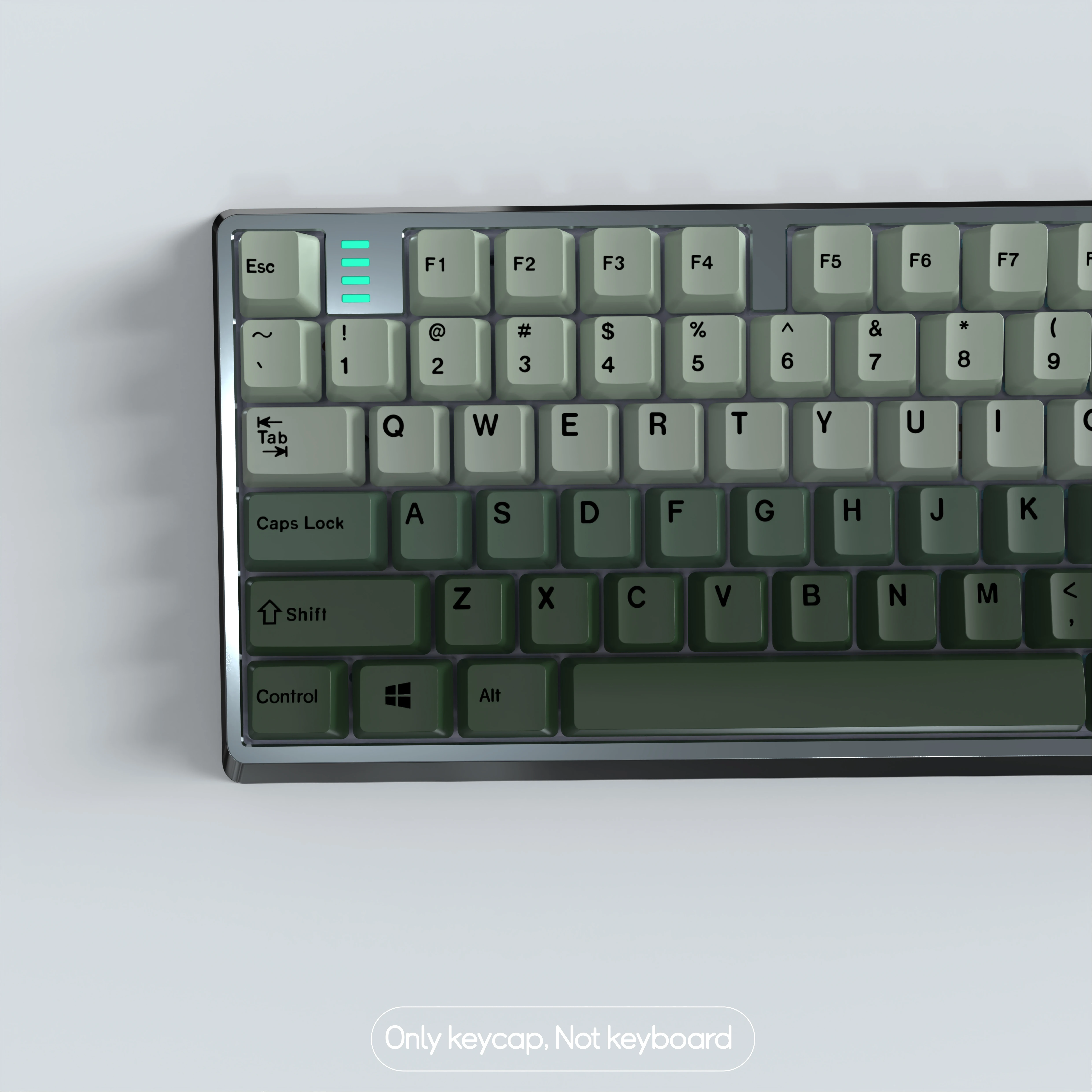Green gradient keycaps with a unique color scheme, Cherry profile, total 149 keys, PBT material, non-backlit.