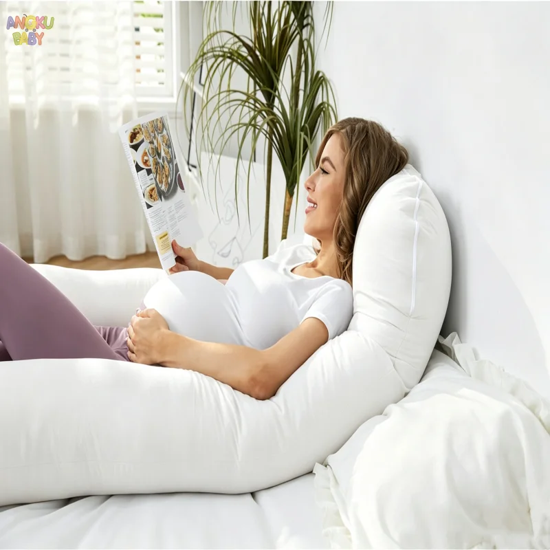 Almohada de Embarazo en Forma de U para Dormir, Cojín de Soporte Corporal para Embarazadas, Desmontable y Lavable, Almohada de Lactancia