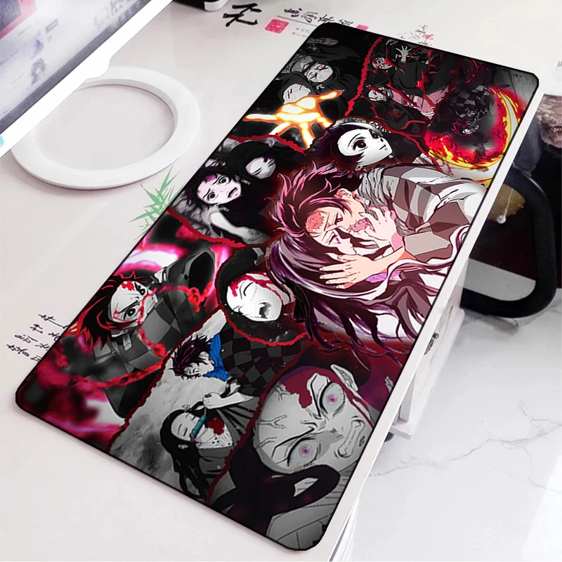 Demon Slayer Podkładka pod mysz do gier Gumowa podkładka pod klawiaturę Cartoon Cute Mousepad Kawaii Pc Akcesoria Anime Podkładki pod mysz Xxl