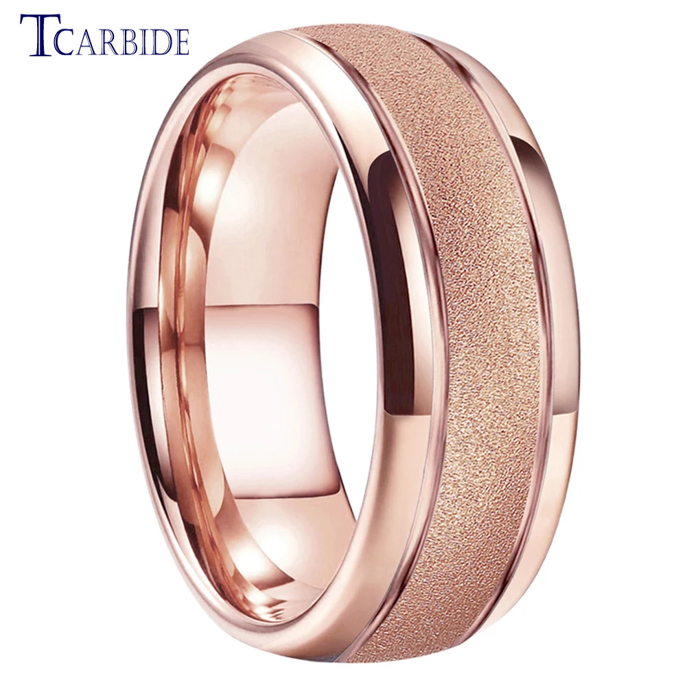 Very Popular 6mm 8mm Brazil Ring Men Women Fashion Tungsten Wedding Band Sandblast Grooved Polished Finish Comfort Fit