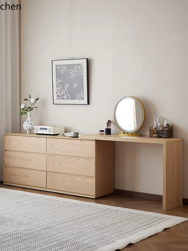 dresser chest integrated bedroom bedside wall storage desk solid wood makeup table
