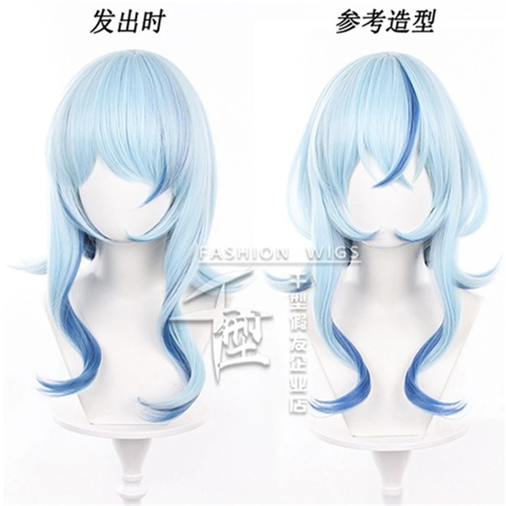 Game WuWa The Shorekeeper Cosplay Wig 60cm Long Blue Gradient Wig  Heat Resistant Synthetic Halloween Party Comic Con Theme Wigs
