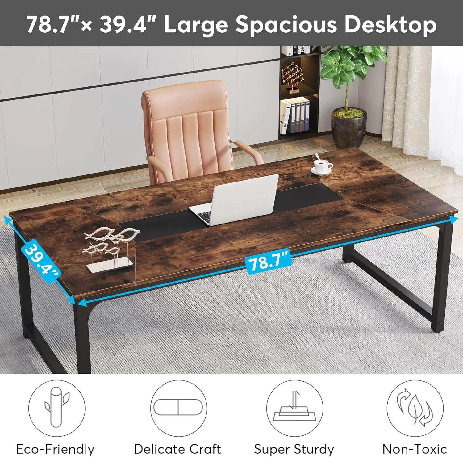 Tribesigns Modern Computer Desk, 78.7 x 39.4 inch X Large Executive Office Desk Computer Table Study Writing Desk Workstation