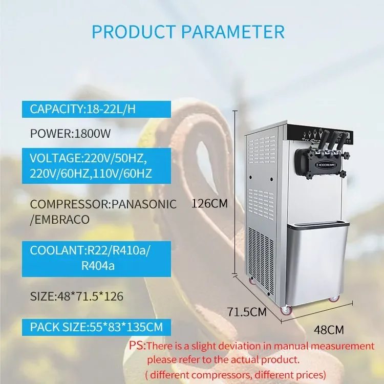 Hot Sale R410a Stainless Steel Structure Portable Soft Ice Cream Machine Soft Serve Maker Machine