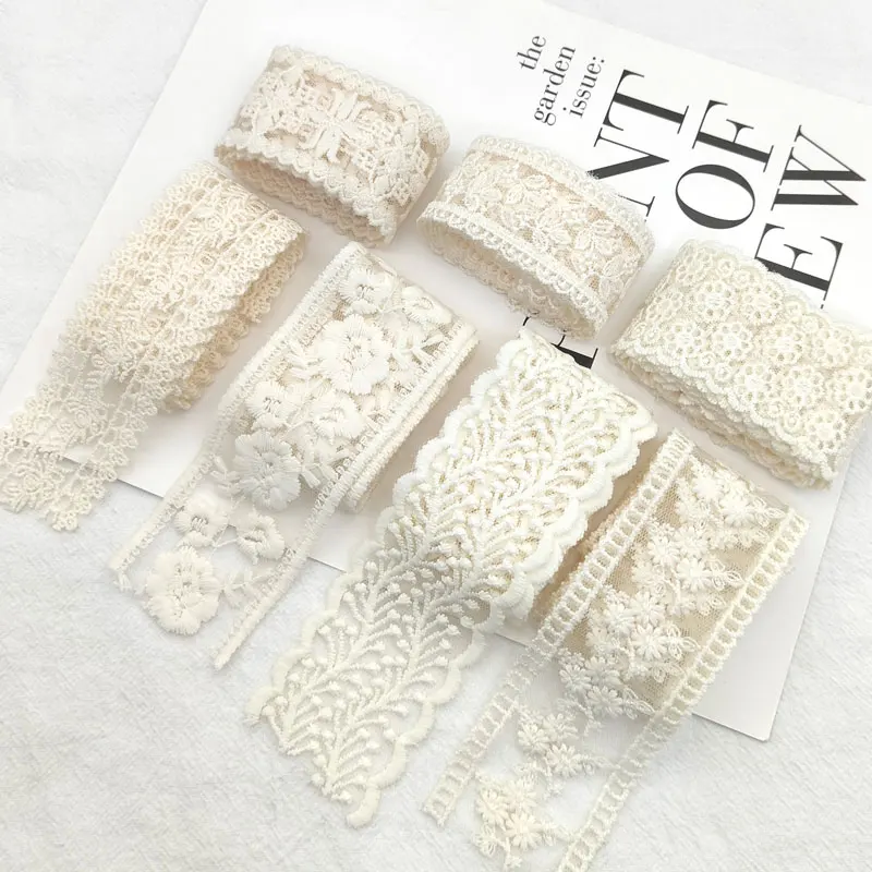 Lace Fabric Crafts 2022 Embroidery 1yard Ribbon for DIY Handmade Hairpin 3.5/4cm Sewing Handicraft Accessories Decoration G128