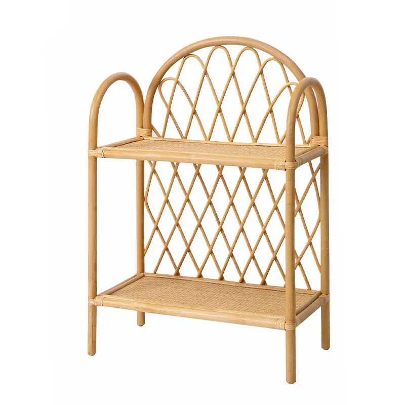 

Ins Children Room Rattan Storage Woven Rack Multilayer Living Room Library Storage Cabinet Decorative Shelves
