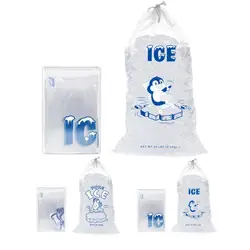 10Pcs Ice Bags with Drawstring Disposable Recyclable Freezer Pouch Heavy-Duty Thickened Ice Making Storage Bags for Freezers
