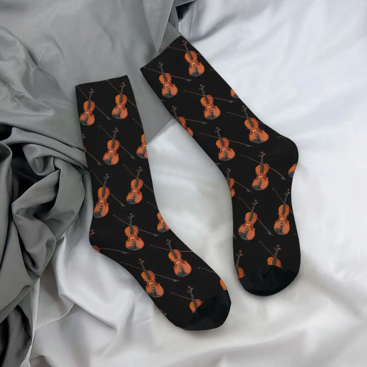 Classic Violin Socks Harajuku High Quality Stockings All Season Long Socks Accessories for Man's Woman's Birthday Present