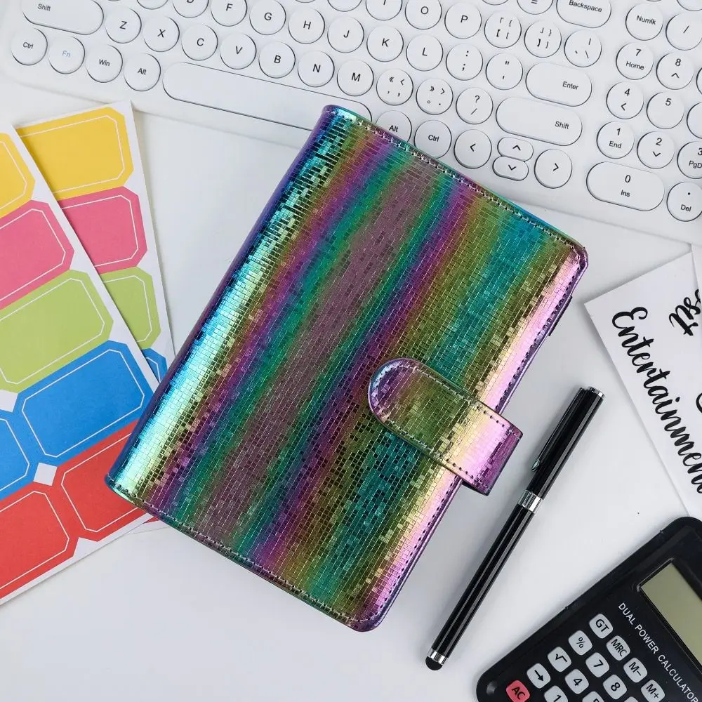 Classeur A6 à feuilles mobiles pour planificateur de Budget d'argent, avec fermeture éclair, enveloppes d'argent à la mode, carnet de notes créatif coloré à main