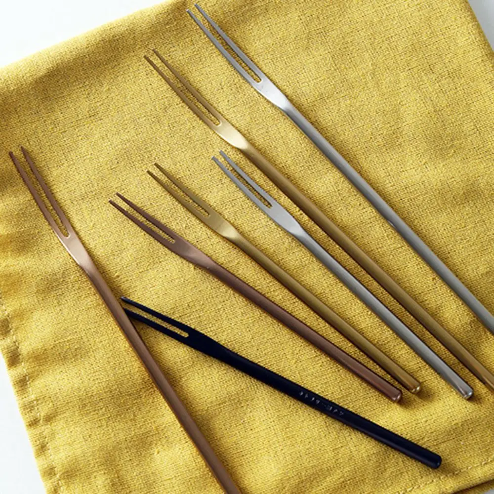 Stainless Steel Fruit Fork, Two Tooth, Serving Fork, Flatware, Japanese Style, Household, Cake, Dessert, Party Supplies