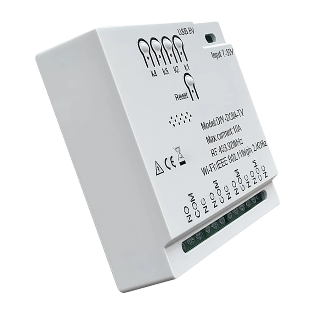Intelligent 4 Way Switch for Tuya App with Wireless Connectivity IEEE 802.11b g n and RF 433MHz for 12V 24V 220V Loads